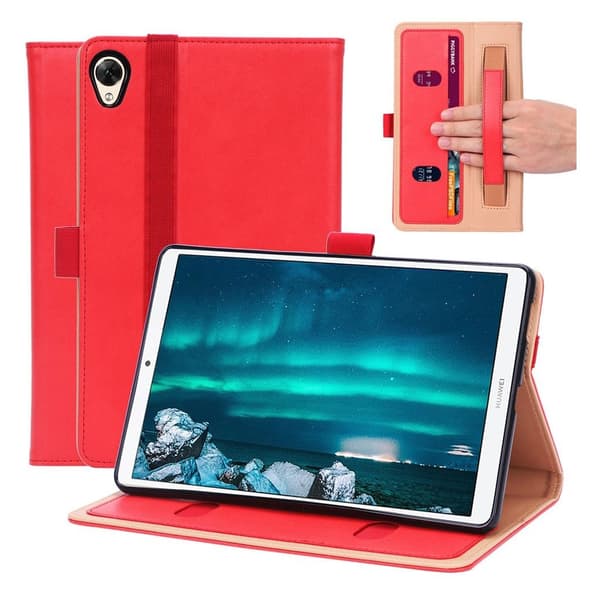 Huawei MediaPad M6 8.4 hållbart flipfodral i läder - Röd Röd