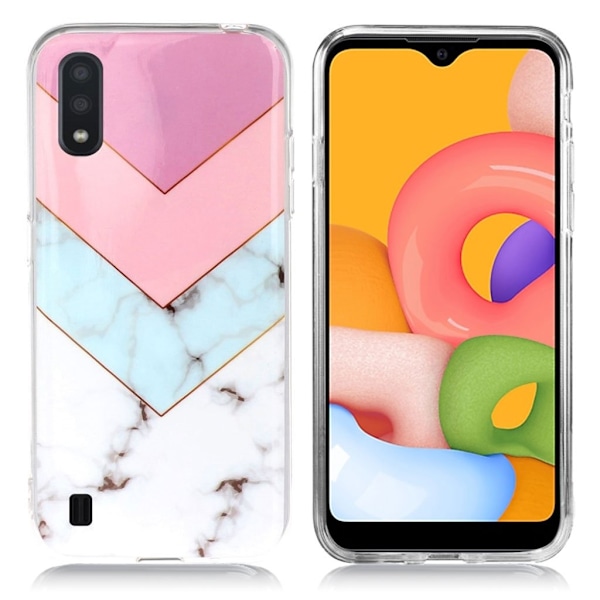 Marmormotiv Samsung Galaxy A01 skal - Trefärgad Marmor multifärg