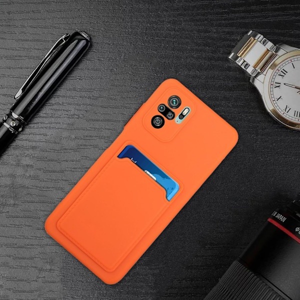 Card Holder Deksel til Xiaomi Redmi Note 10 / Note 10s - Oransje Orange
