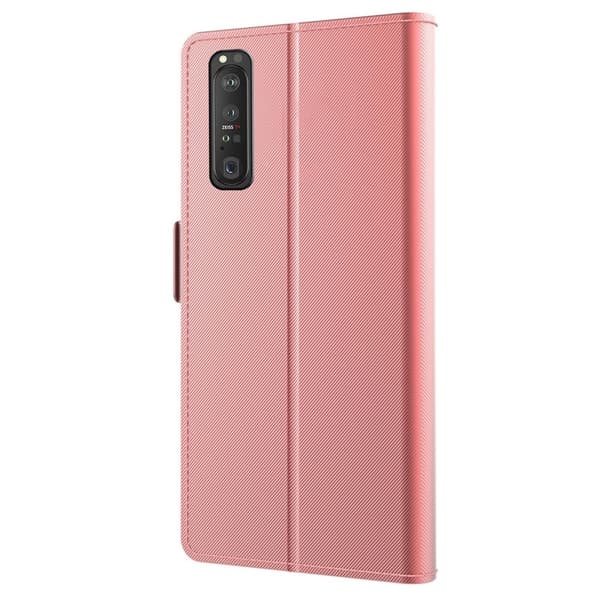 Phone Etui med Make-up Mirror og Slick Design til Sony Xperia 1 III - Rose Gull Pink