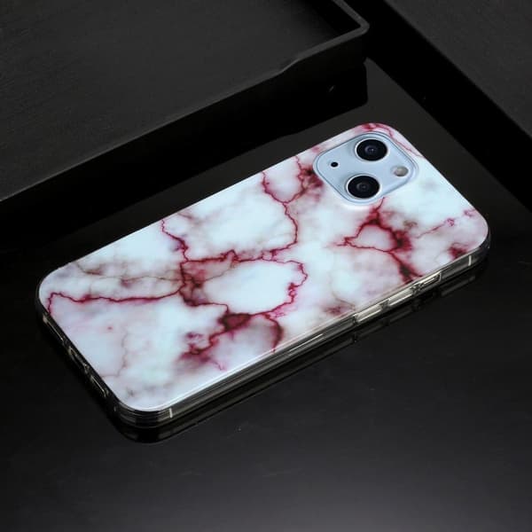 Marble iPhone 14 Etui - Rød Klinkekule Red