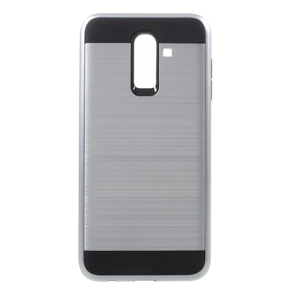 Samsung Galaxy J8 (2018) beswkyttelsesetui i kombimaterialer med børstet design - Sølv Silver grey