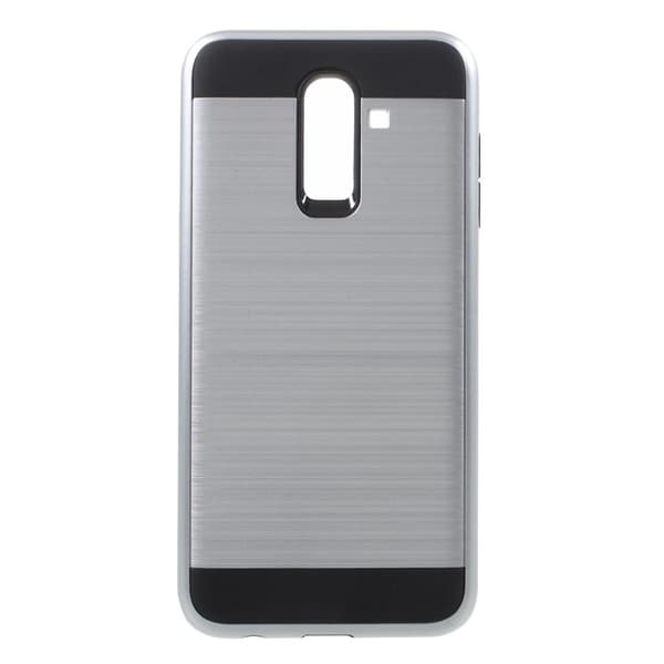 Samsung Galaxy J8 (2018) mobilskal plast silikon borstad - Silver Silvergrå