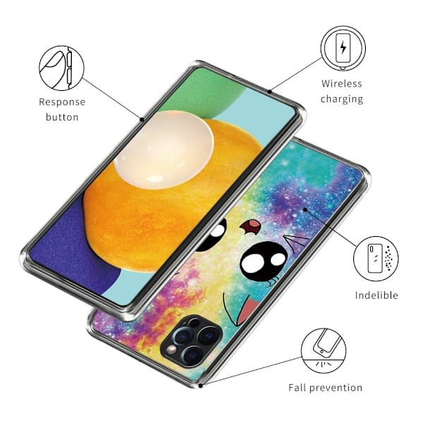 Deco iPhone 15 Pro deksel - Regnbuekatt Multicolor