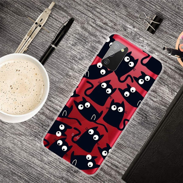 Deco Samsung Galaxy A02s Etui - Sorte katte Black