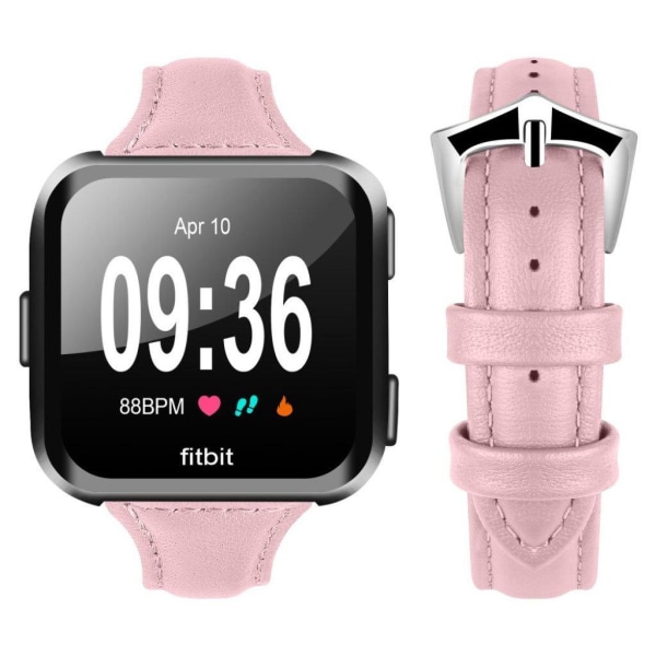 Fitbit Versa virtaviivainen aito nahkainen kellon vaihto ranneke - Pinkki Pink