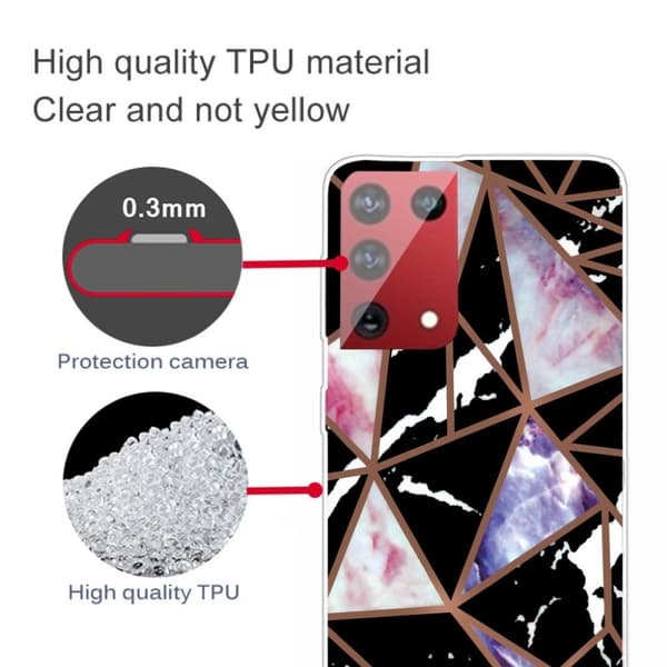 Marmormotiv Samsung Galaxy S21 Ultra 5G skal - Svart / Rosa / Blå multifärg