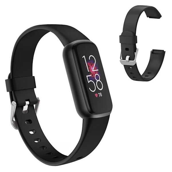 Fitbit Luxe ensfarvet urrem i silikone - Sort / Størrelse: S Black