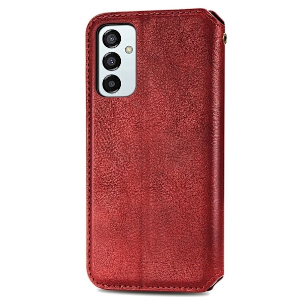 Läder Samsung Galaxy M23 fodral med romb-design - Röd Röd