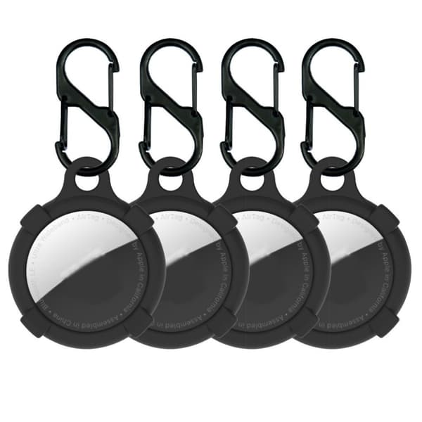 4kpl AirTags silikoni suojus koukulla - Musta Black