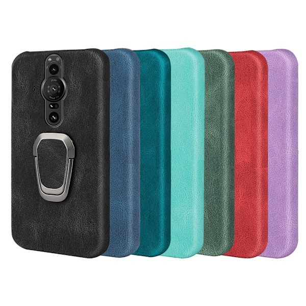 Stötsäkert läderfodral med oval kickstand för Sony Xperia Pro-I - Blå Blå