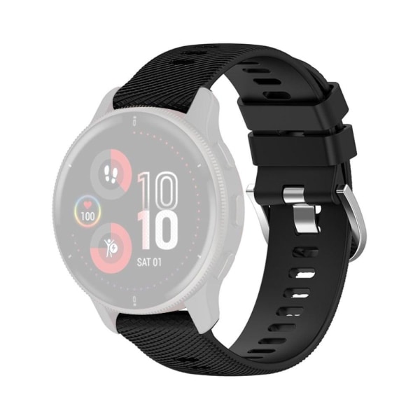 20mm silikoni ranneke Samsungin ja Garminin kellolle - Musta Black