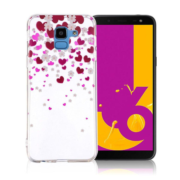 Samsung Galaxy J6 (2018) mobilskal silikon på - Hjärta och blomm multifärg