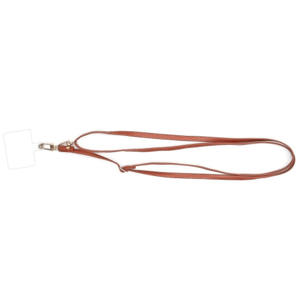 Universal crossbody leather neck strap with transparent pad - Br Brun