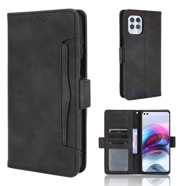Modern-styled Læder Pung Etui til Motorola Moto G100 / Edge S - Sort Black