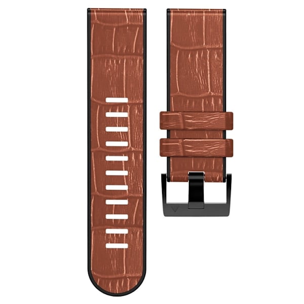 22 mm klockarmband i läder med krokodilstruktur för Garmin-klocka - Brun Brun