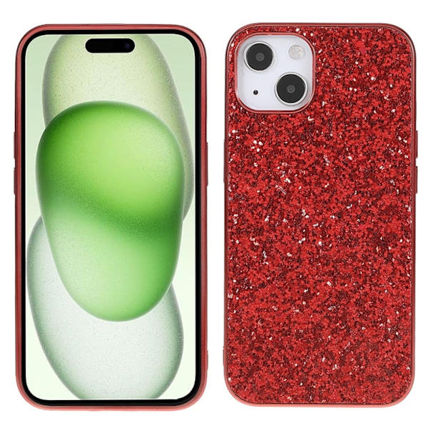 Glitter iPhone 15 skal - Röd Röd