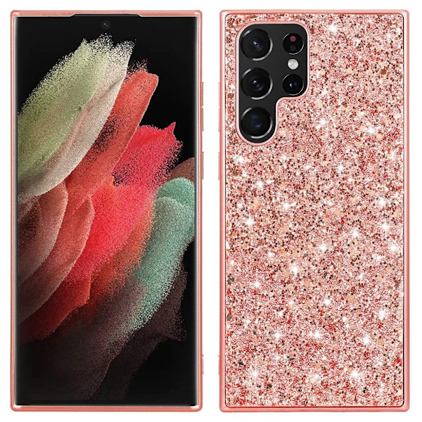 Glitter Samsung Galaxy S22 Ultra cover - Lyserød Pink