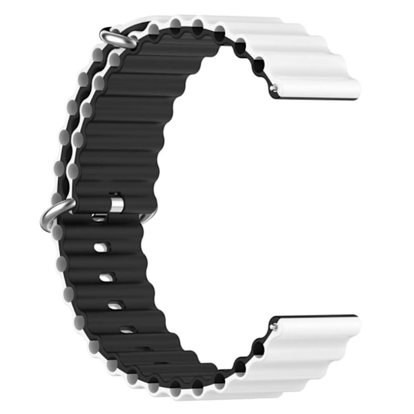 22mm Universal kaksivärinen silikoni ranneke - Valkoinen / Musta White