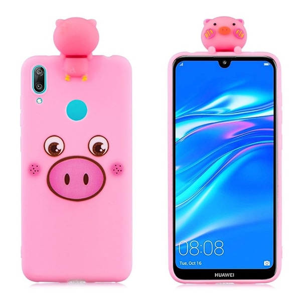 Huawei Y7 2019 3D dyre etui - Gris Pink