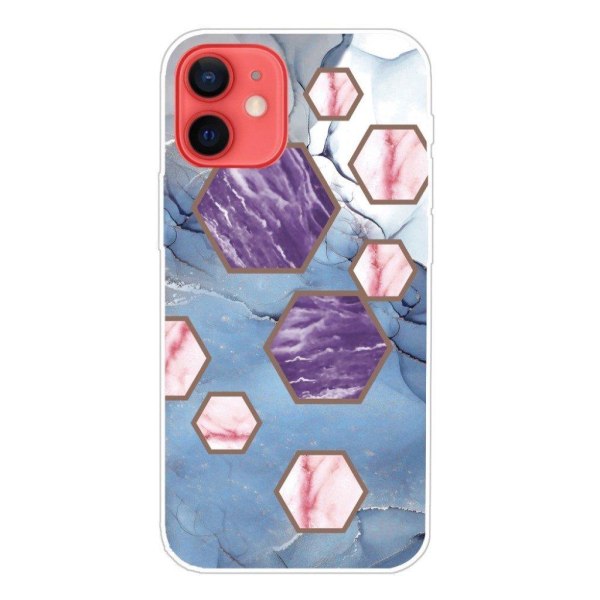 Marble iPhone 12 Mini case - Hexagon Fragments in Blue Blue