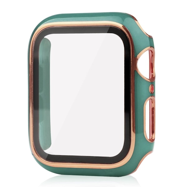 Apple Watch Series 8 (41mm) dual color electroplating cover with tempered glass - Blackish Green / Gold Grön