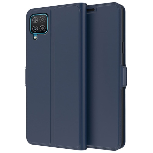 Smidigt och tunt PU-läder Samsung Galaxy A12 5G fodral - Blå Blå