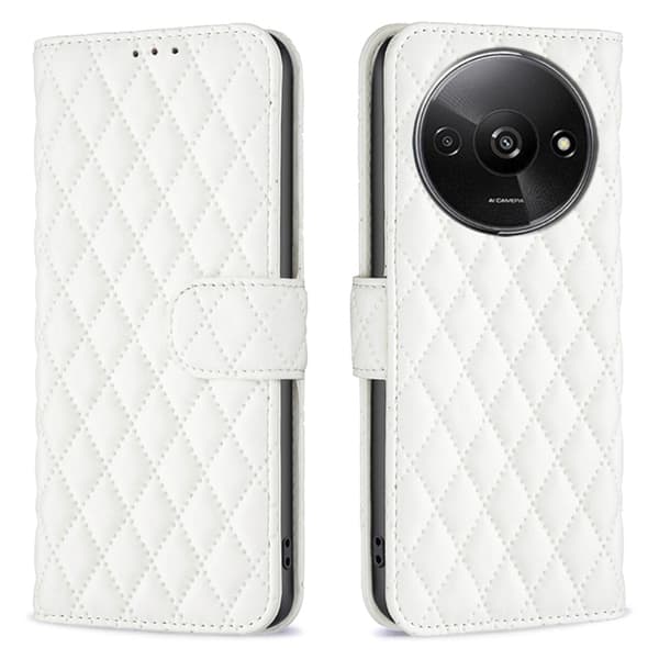 Rhombus mat Xiaomi Redmi A3 flip etui - Hvid White