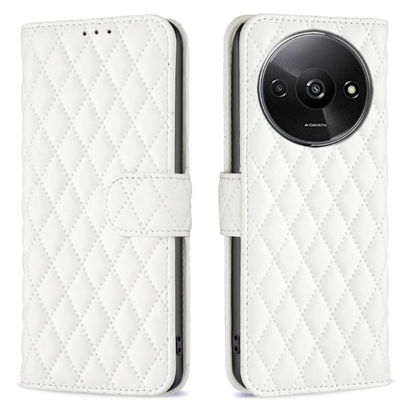 Rombemønster, matt flip-deksel for Xiaomi Redmi A3 - Hvit White