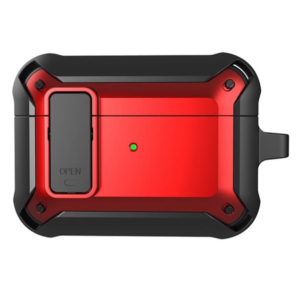 AirPods Pro 2 beskyttelsesetui i silikone med spænde - Sort / Rød Red