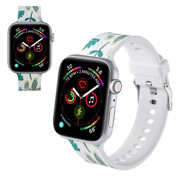 Apple Watch Series 5 44mm Mønster silikone urrem - Kactus Multicolor