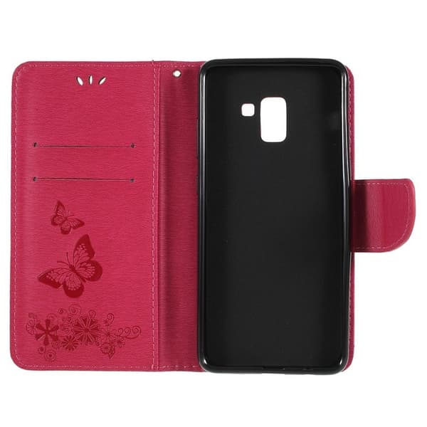 Samsung Galaxy A8 (2018) Etui laget av kunstlær og silikon - Rosa Pink