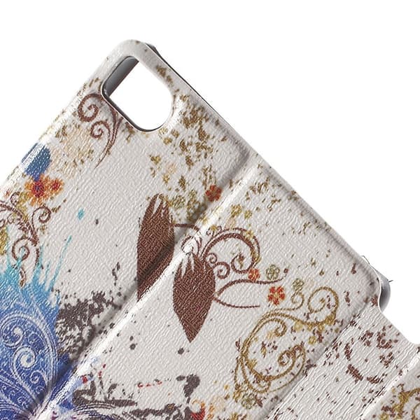 Moberg View Huawei Ascend P8 Lær Flip Case - Livlig Sommerfugl Multicolor