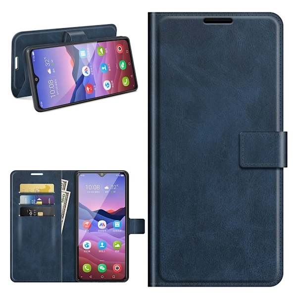Wallet-style Lær Etui til ZTE Blade V2020 Smart - Blå Blue