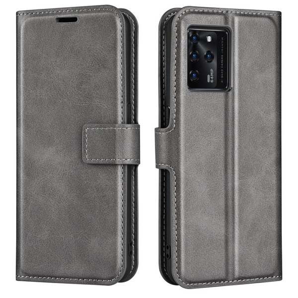 Wallet-style leather case for ZTE Blade V30 - Grey Silver grey