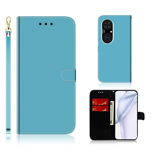 Mirror Huawei P50 Pro Flip Etui - Blå Blue