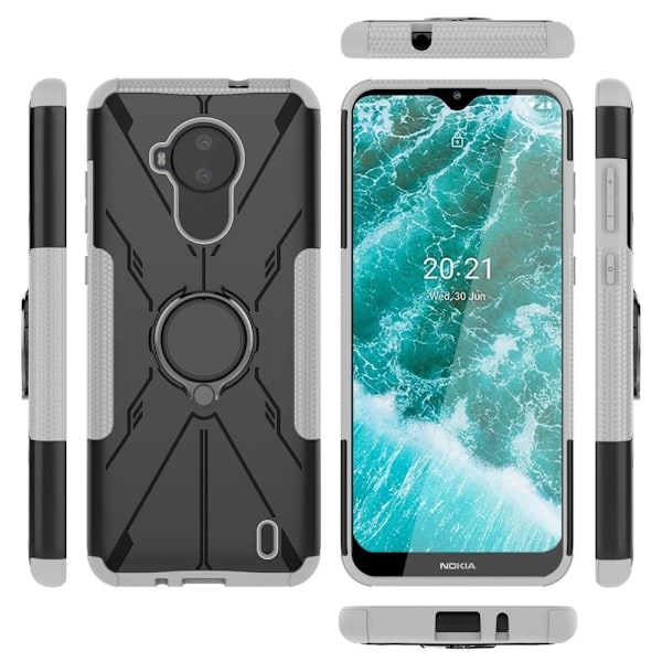 Kickstand-skydd med magnetisk platta för Nokia C30 - Vit Vit