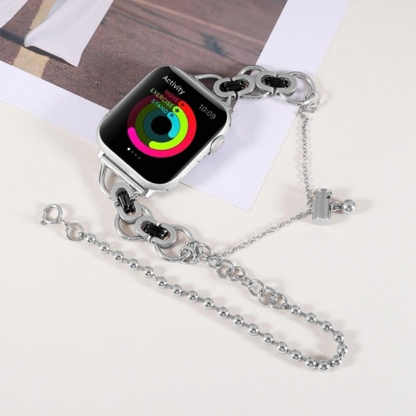 Apple Watch Series 8 (41mm) urrem i rustfrit stål med to rækker - Sølv / Sort Silver grey