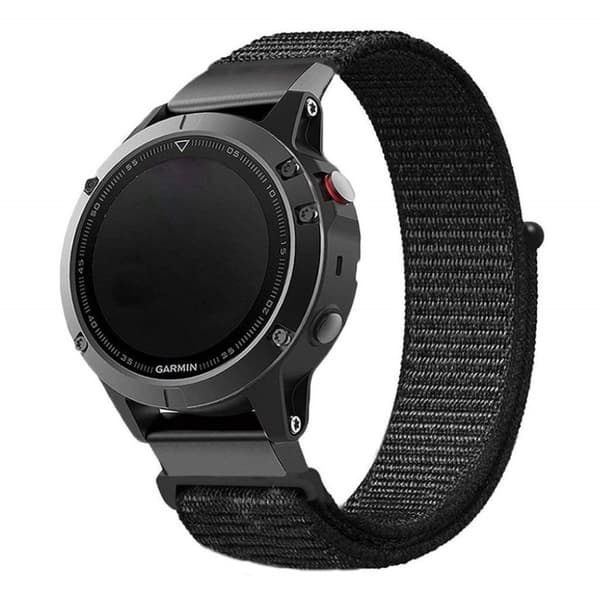26mm Garmin Fenix 5X nlylon velcro Urrem - Sort Black
