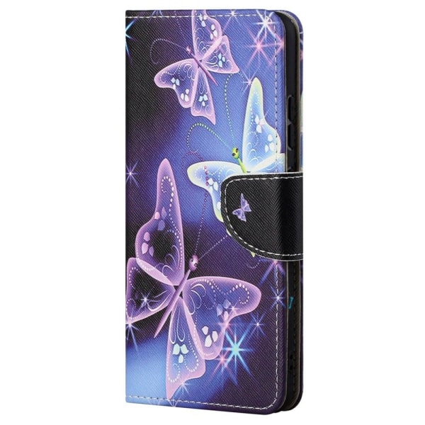 Wonderland Motorola Moto E30 / E20 / E40 Flip Etui - Sparkling Sommerfugle Purple