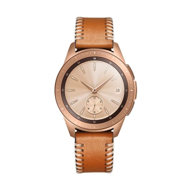 Samsung Galaxy Watch (42mm) ridge stil ægte læder Urrem - Brun Brown