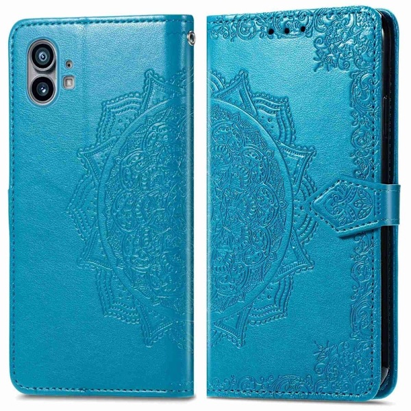 Mandala läder Nothing Phone (1) fodral - Blå Blå