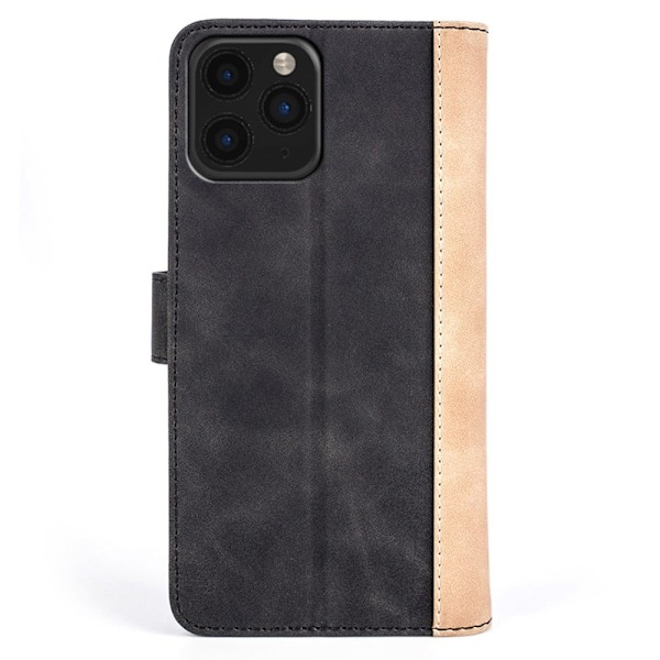Kaksivärinen nahkainen läppäkotelo iPhone 11 Pro - Musta Black