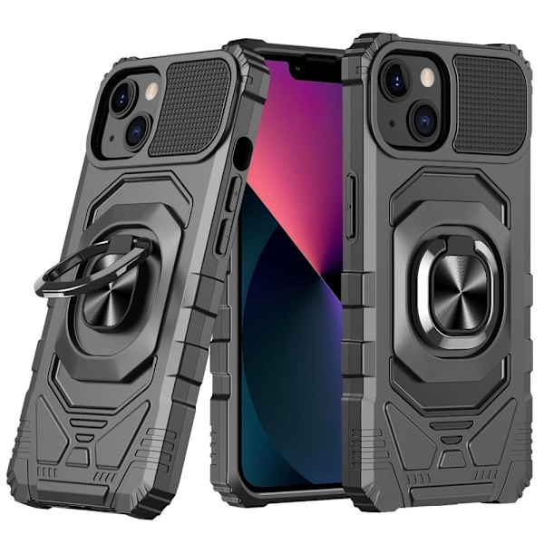 Bulksourcing iPhone 13 6,1 tommer Kickstand Design Ridsefast Bumpbestandig og fleksibel Hybrid Phone Case Air Cushions Cover - Sort Black