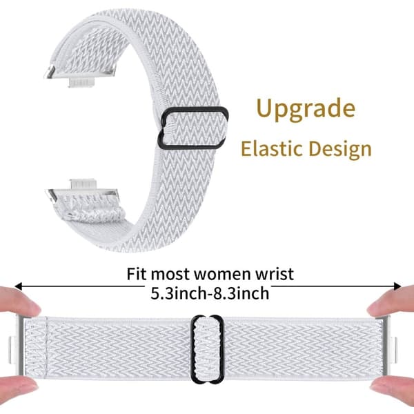 Huawei Watch Fit 3 Justerbart nylonklokkebånd Wave Design Elastisk håndleddsrem - Hvit White