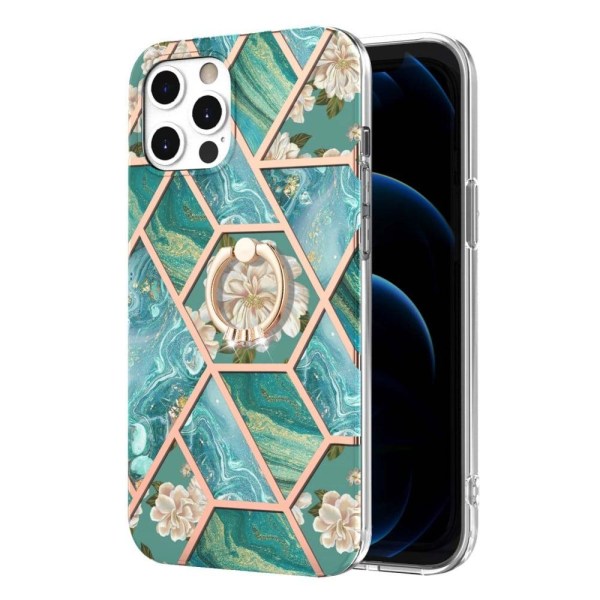 Marble Patterned Suojakuori With Ring Holder For iPhone 12 Pro M Blue