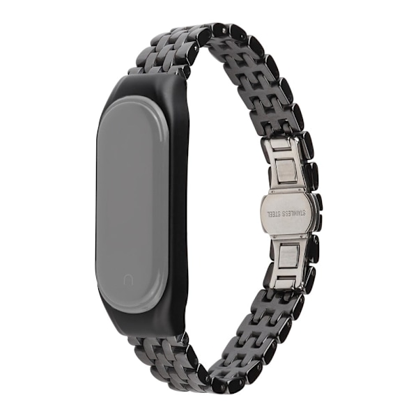 Xiaomi Mi Smart Band 4 / 3 elegant klockarmband i keramik + rostfritt stål - Fem Pärlor Svart Svart