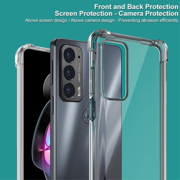 IMAK Turvatyynyn suojus Motorola Edge 20:lle - Läpinäkyvä Musta Transparent