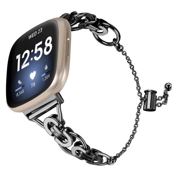 Fitbit Sense / Versa 3 stainless steel bead décor watch strap - Svart