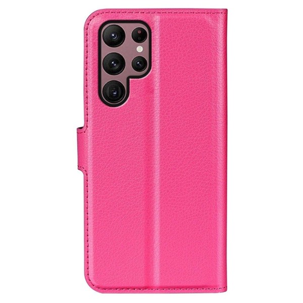 Klassisk Samsung Galaxy S23 Ultra Flip Etui - Rose Pink